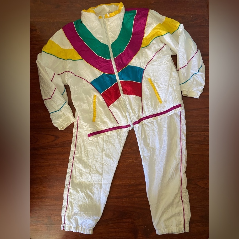 Vintage 80s 90s EVR Nylon Track Suit Genuine Original Sz XL
